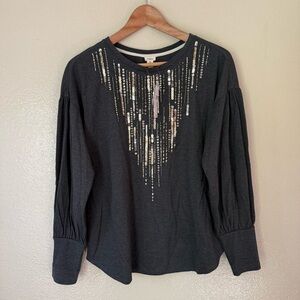 TINY by ANTHROPOLOGIE embellished long sleeve top